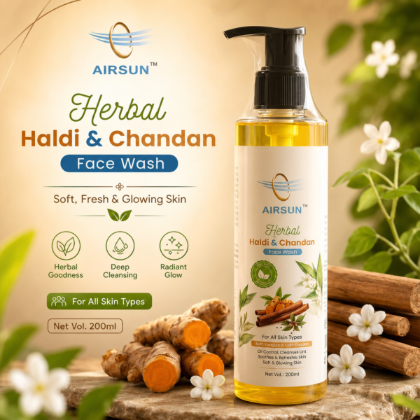AIRSUN Turmeric & Sandalwood Face Wash 200ml | Deep Cleansing Formula
