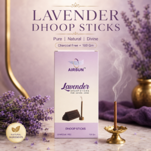 Airsun Lavender Dhoop Sticks 100GM – Charcoal Free Floral Fragrance